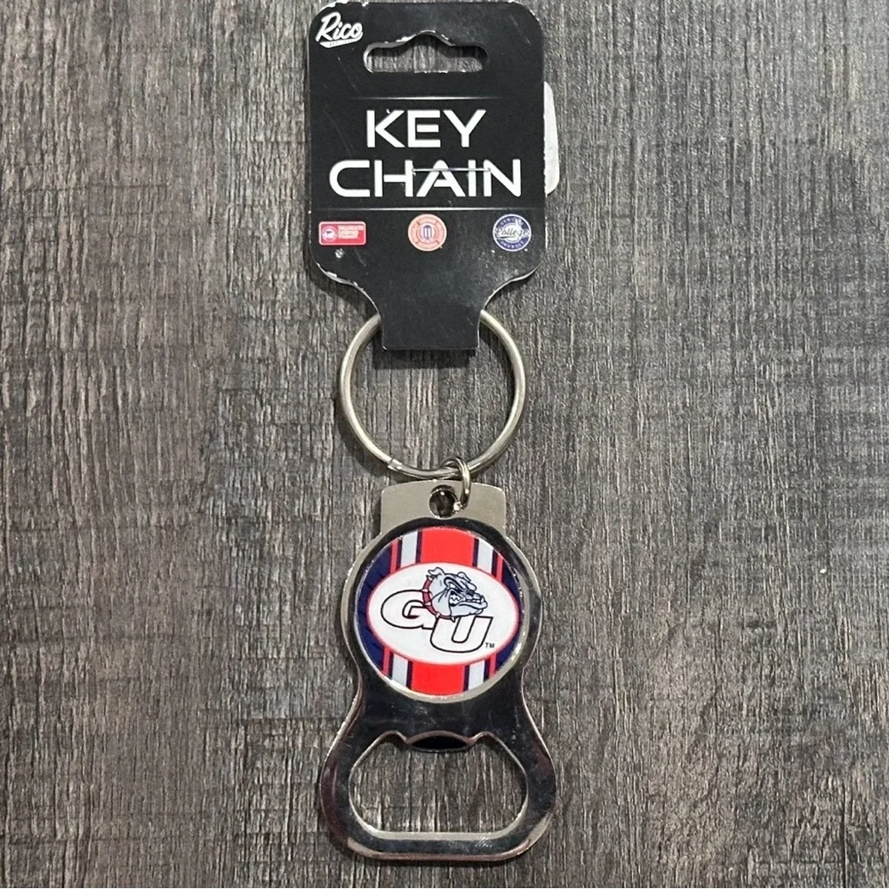 💞 New Gonzaga University GU Bulldogs Silver Keychain with Logo & Bottle Opener